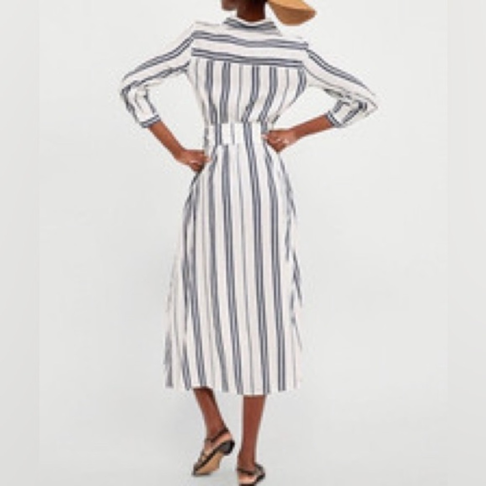 Zara Striped Maxi Shirt Dress - Picture 3 of 10